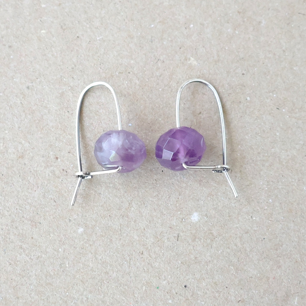 Handcrafted Faceted Amethyst Earrings - February Birthstone