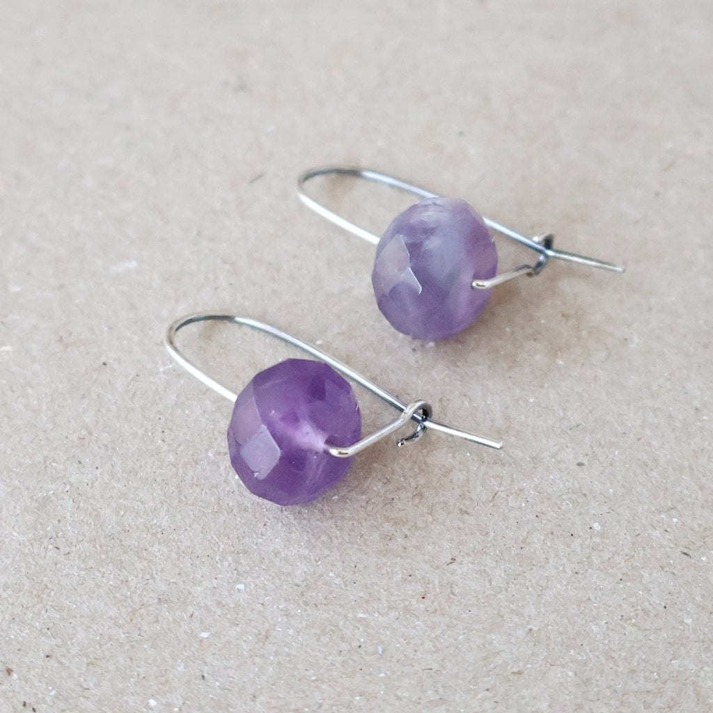 Handcrafted Faceted Amethyst Earrings - February Birthstone