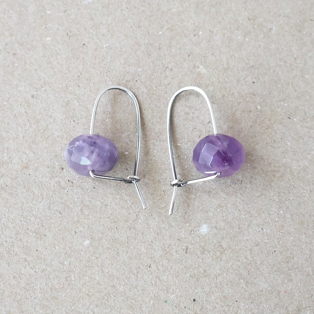 Handcrafted Faceted Amethyst Earrings - February Birthstone