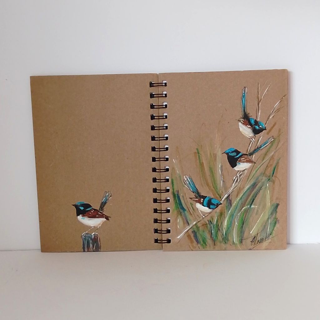 Handpainted Blue Wren Series Notebooks