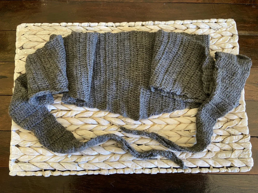 'Soft Grey' Crocheted Alpaca Wrap Scarf