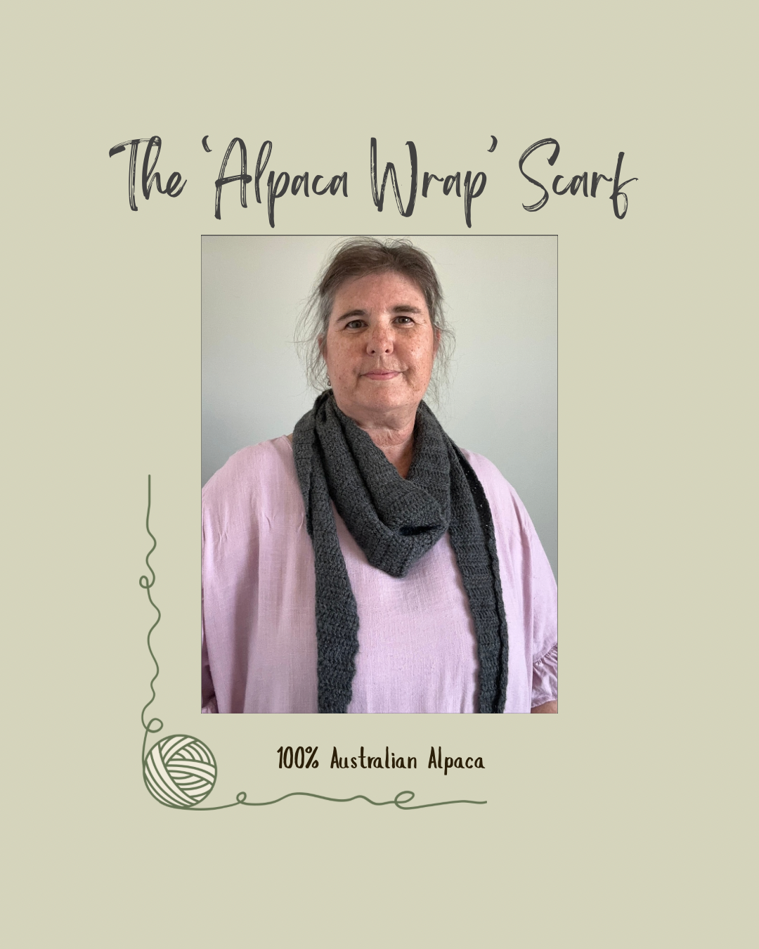 'Soft Grey' Crocheted Alpaca Wrap Scarf