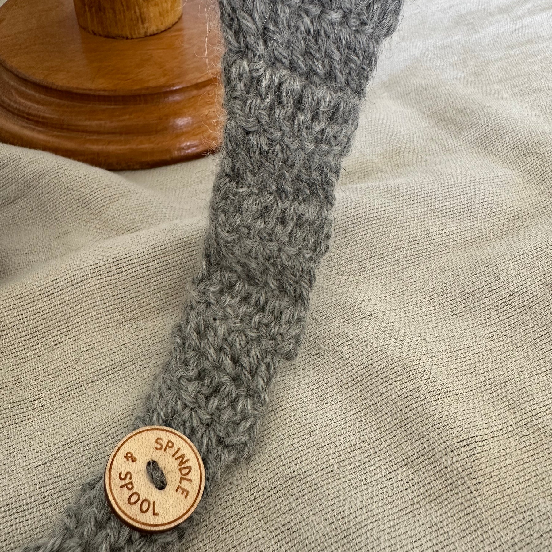 'Soft Grey' Crocheted Alpaca Wrap Scarf