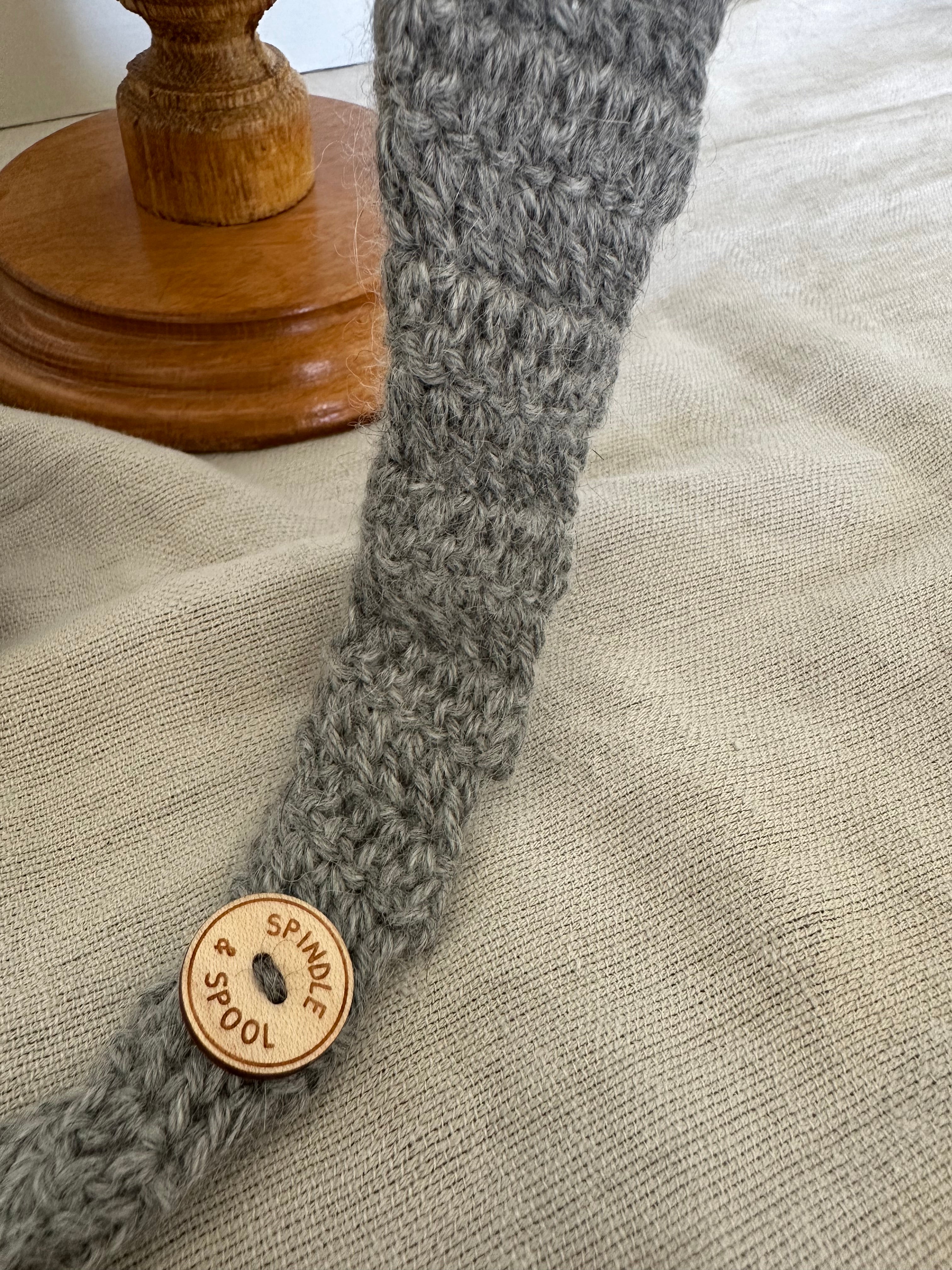 'Soft Grey' Crocheted Alpaca Wrap Scarf