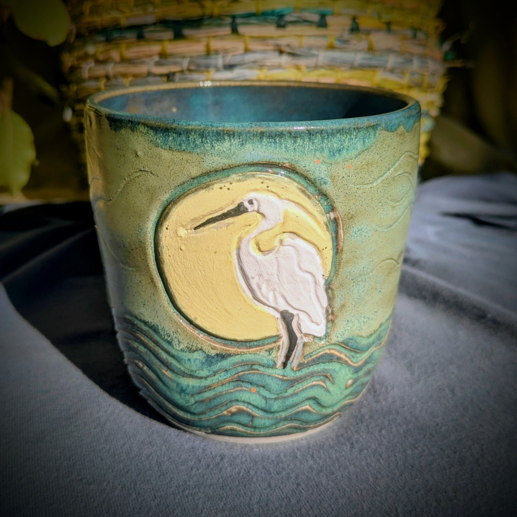 Blue/green Egret tumbler