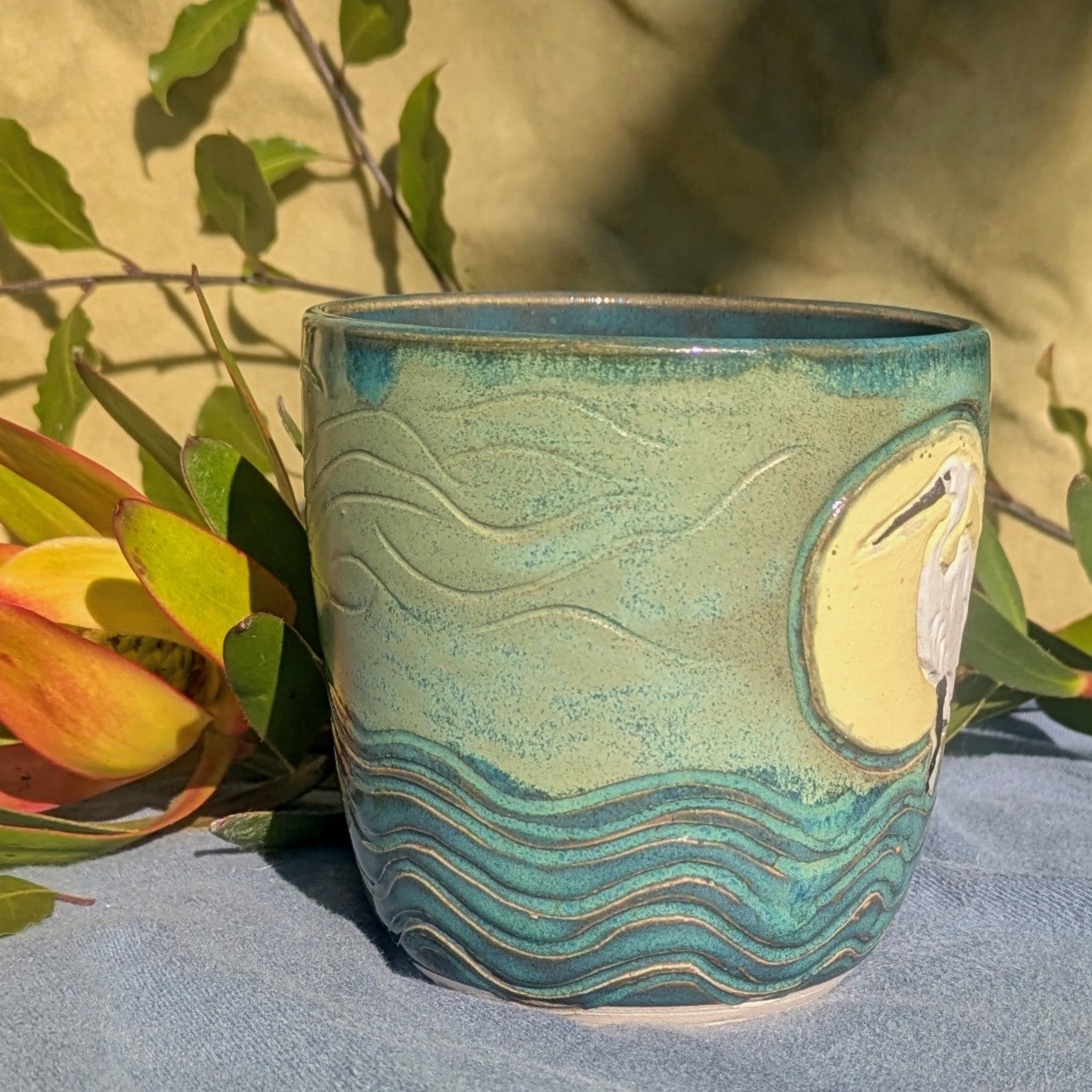 Blue/green Egret tumbler