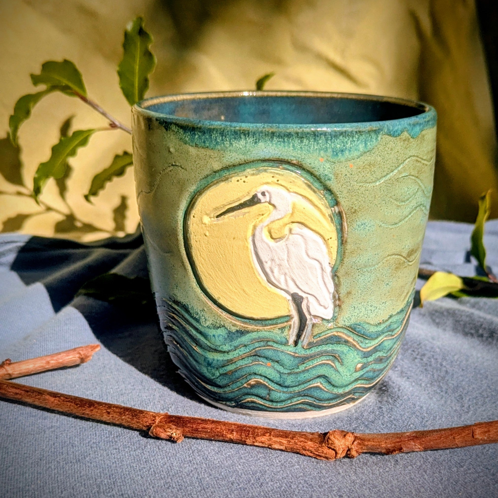 Blue/green Egret tumbler