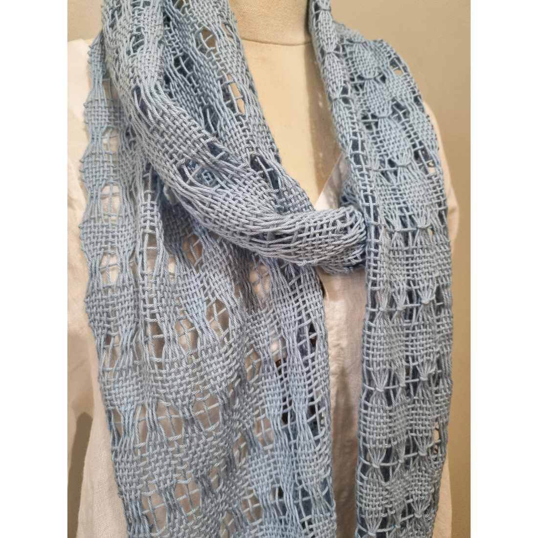 'Beyond the plain weave' collection blue cotton scarf