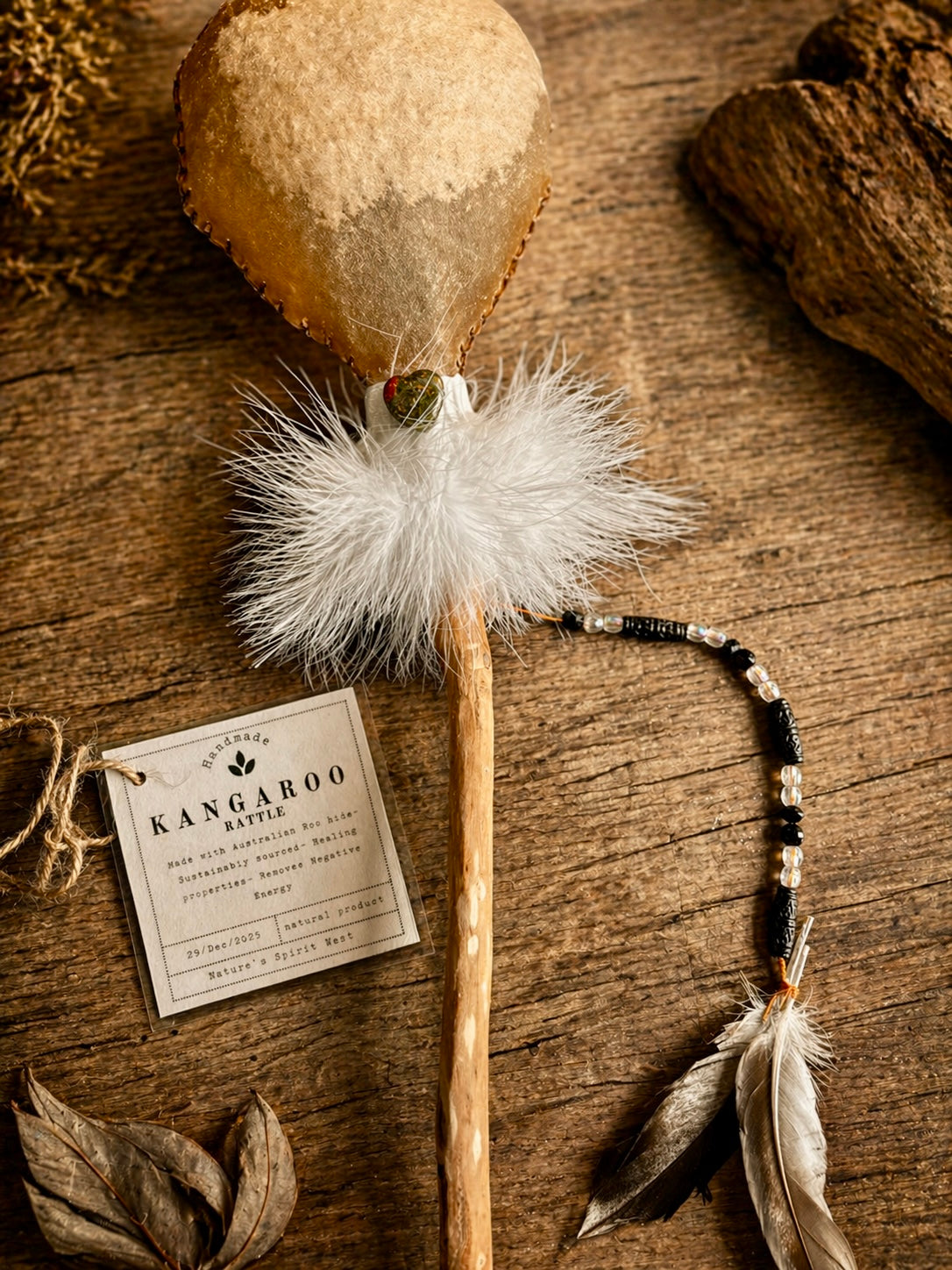 Stunning Hand made Kangaroo Rattle- Crystal filled