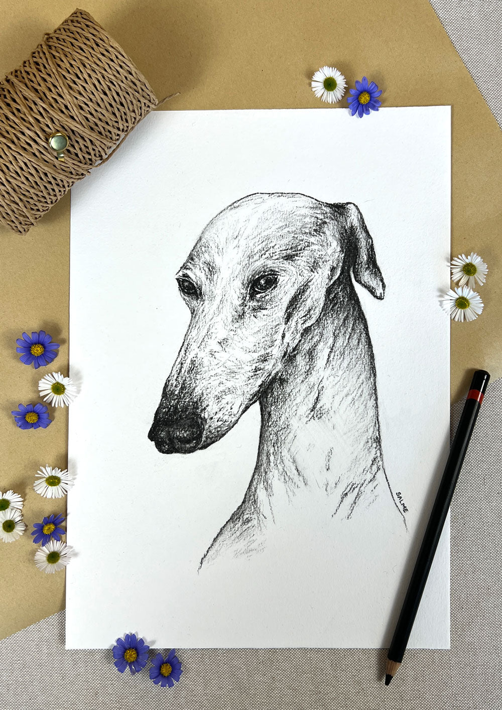 Greyhound | Hand Drawn Original Artwork