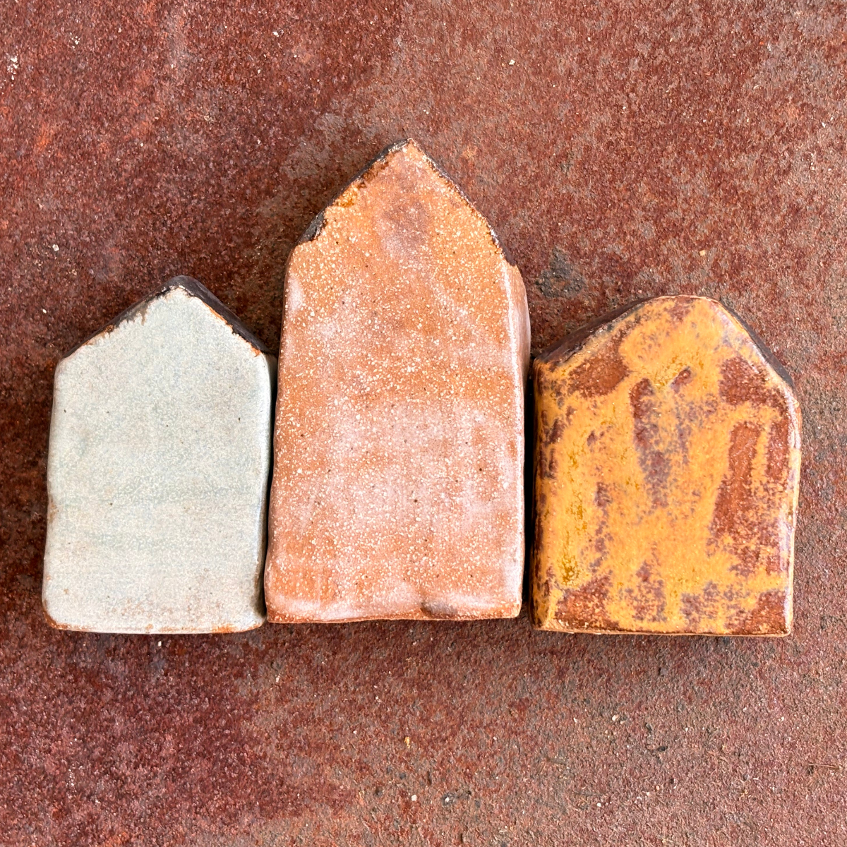 Mini Houses | Set of 3 | Rustic Village | Set #2 | Glazed Stoneware Clay