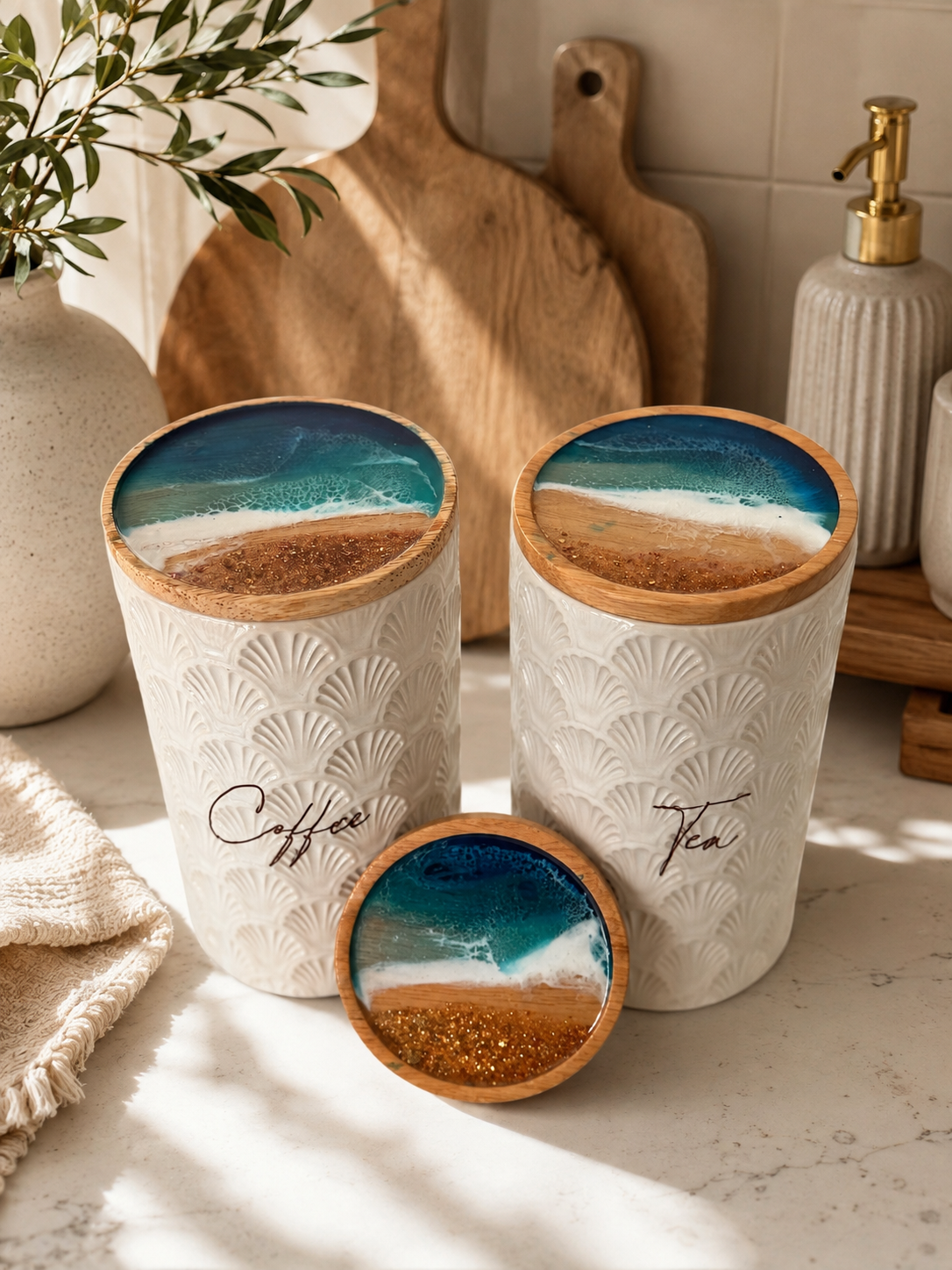 Large beach canisters | canisters | jars | coffee jars | kitchen decor | decorations | gift ideas | Xmas gift | Mother’s Day gift
