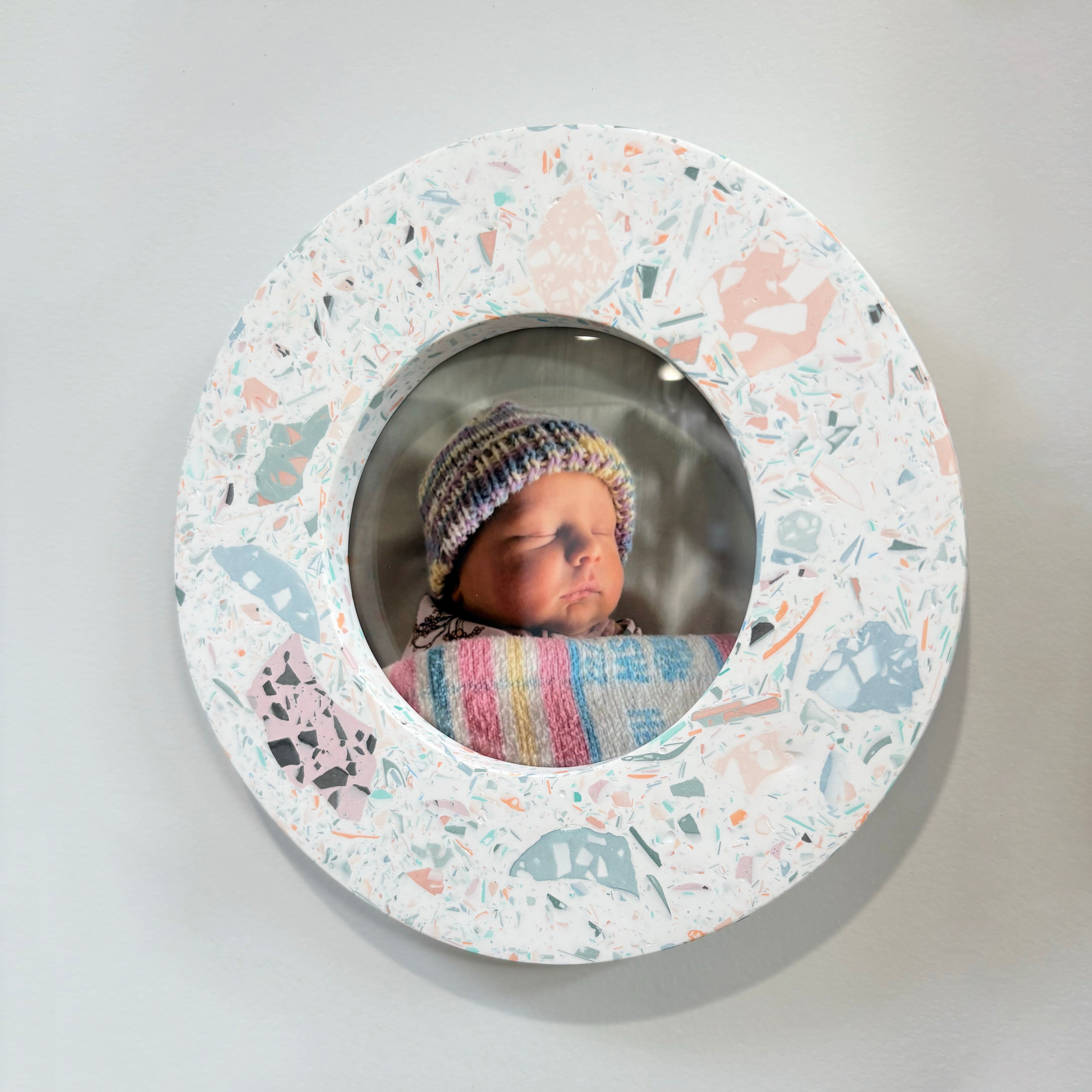 mixed recycled terrazzo photo frame wall hanging