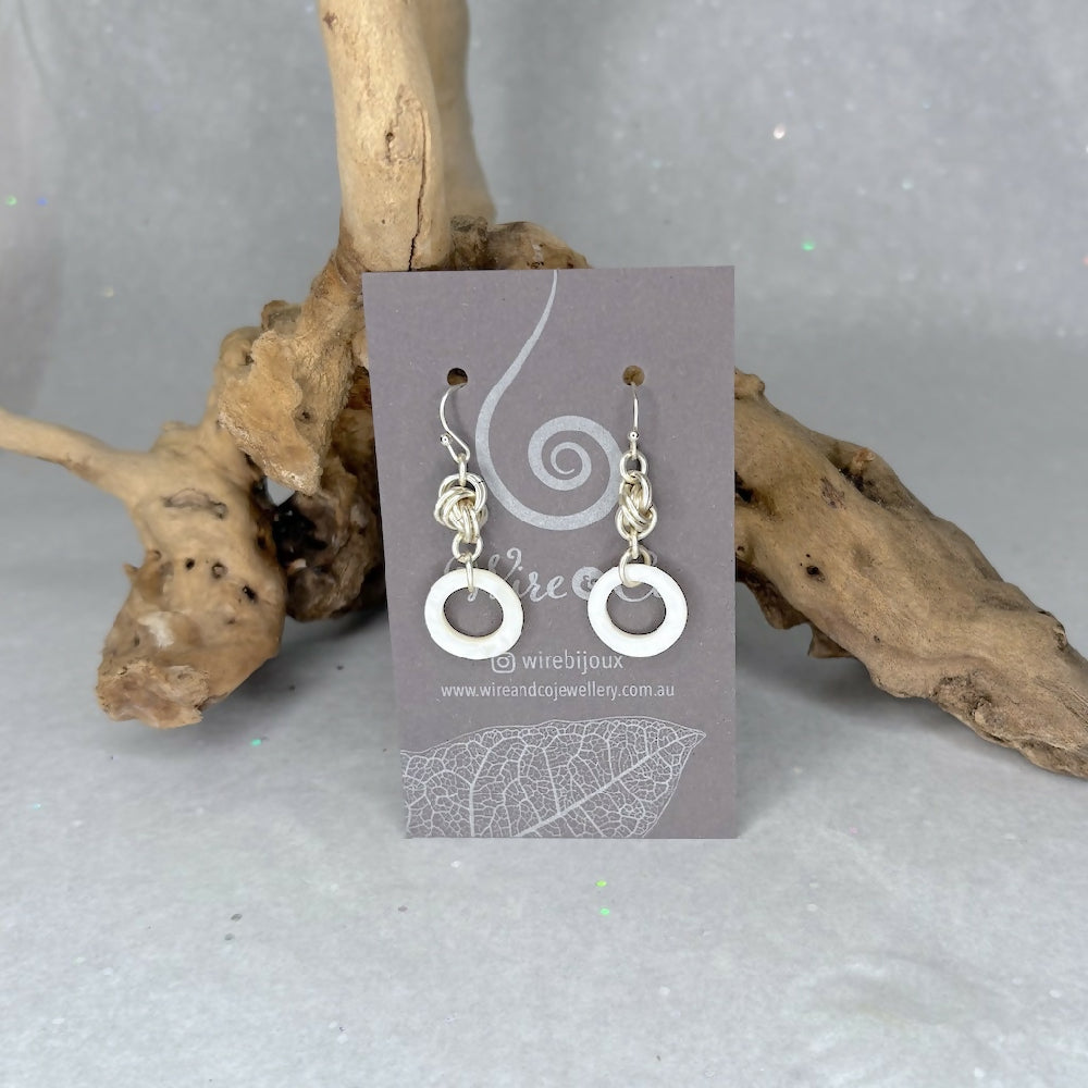 Love knot earrings mother of pearl