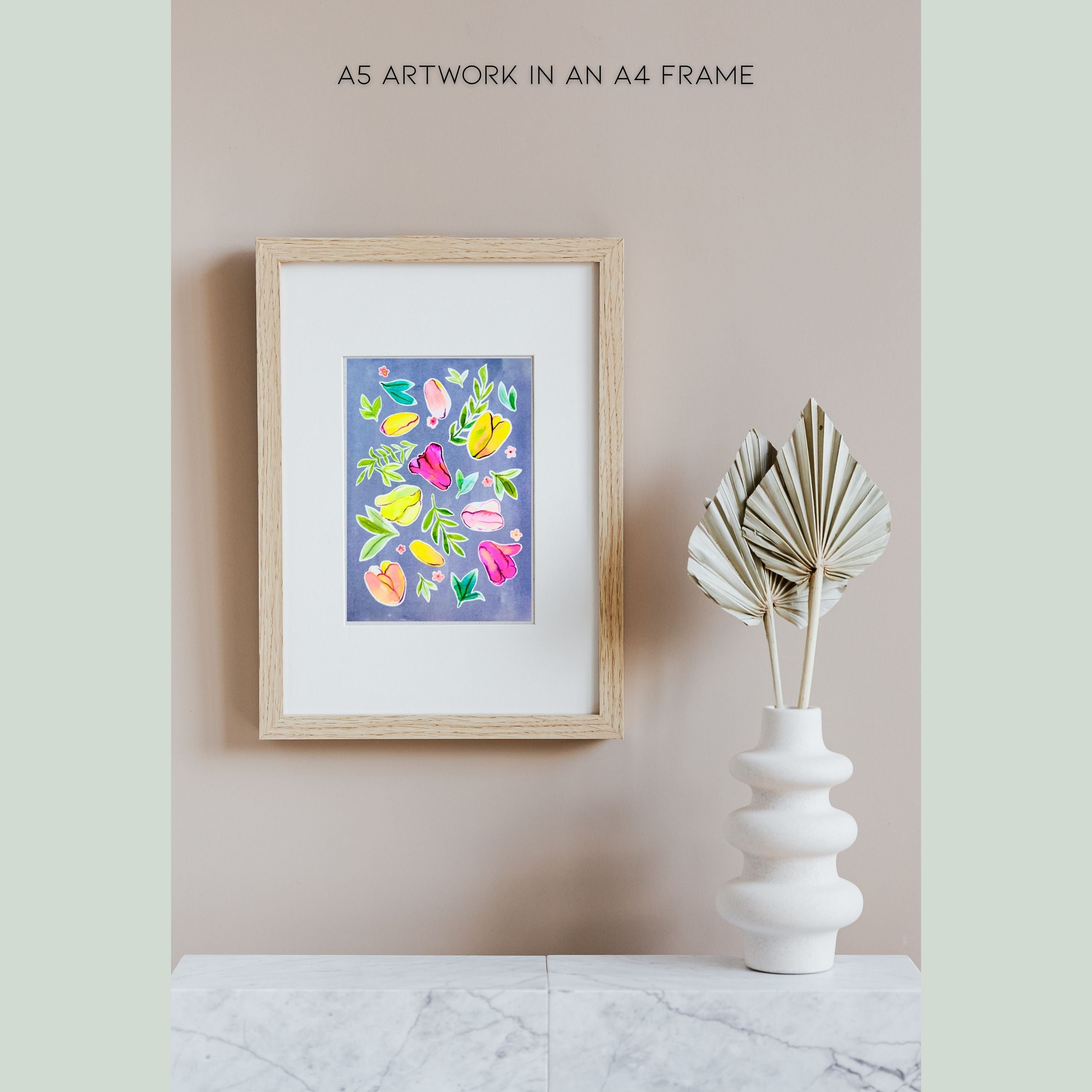 "Tulip Serenade" | Handmade | Gift for Her | Archival Botanical Wall Art Print | Original Floral Watercolour Painting | A5 Print | Free Shipping