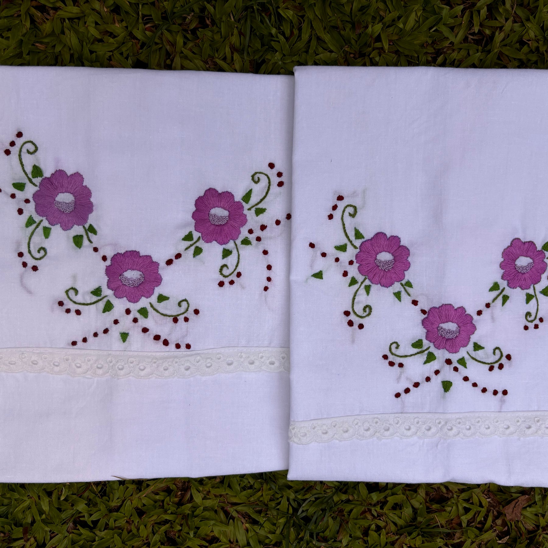 Set of 2 Hand embroidered pillows/ cushion covers