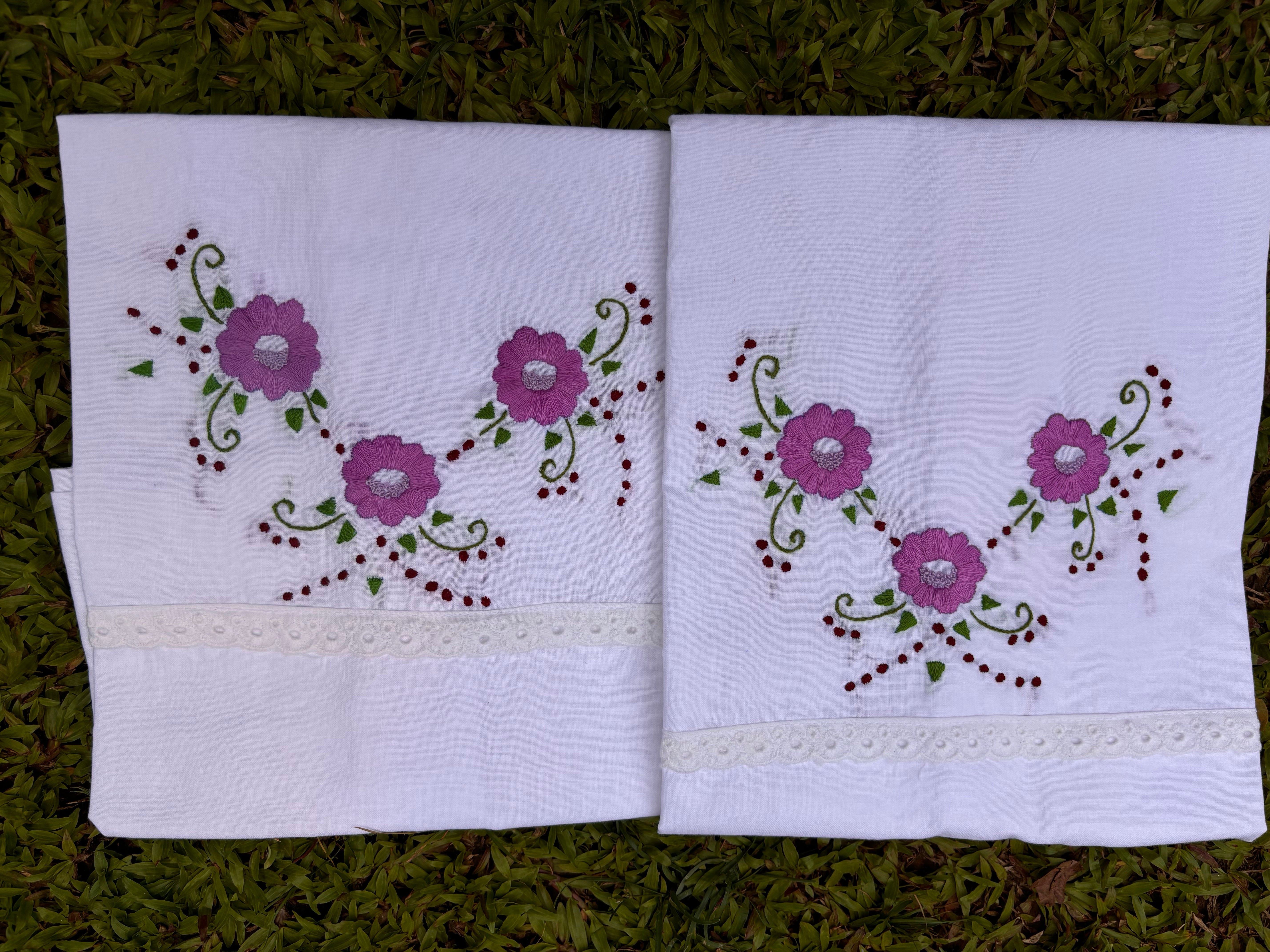 Set of 2 Hand embroidered pillows/ cushion covers