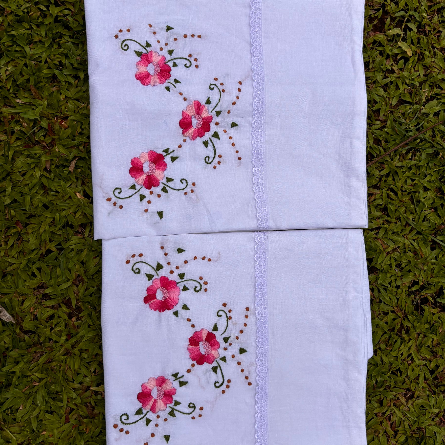 Set of 2 Hand embroidered pillows/ cushion covers