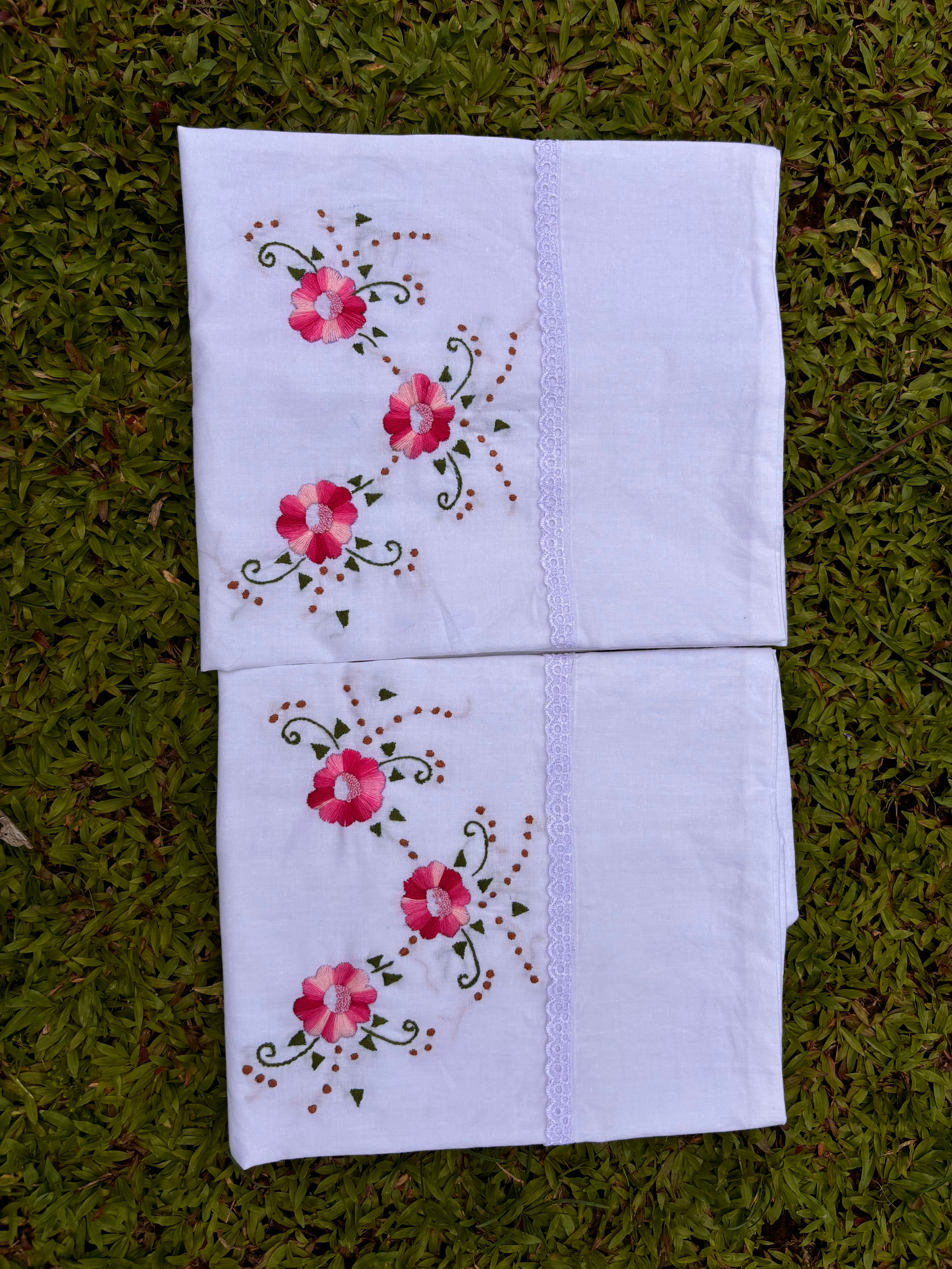 Set of 2 Hand embroidered pillows/ cushion covers