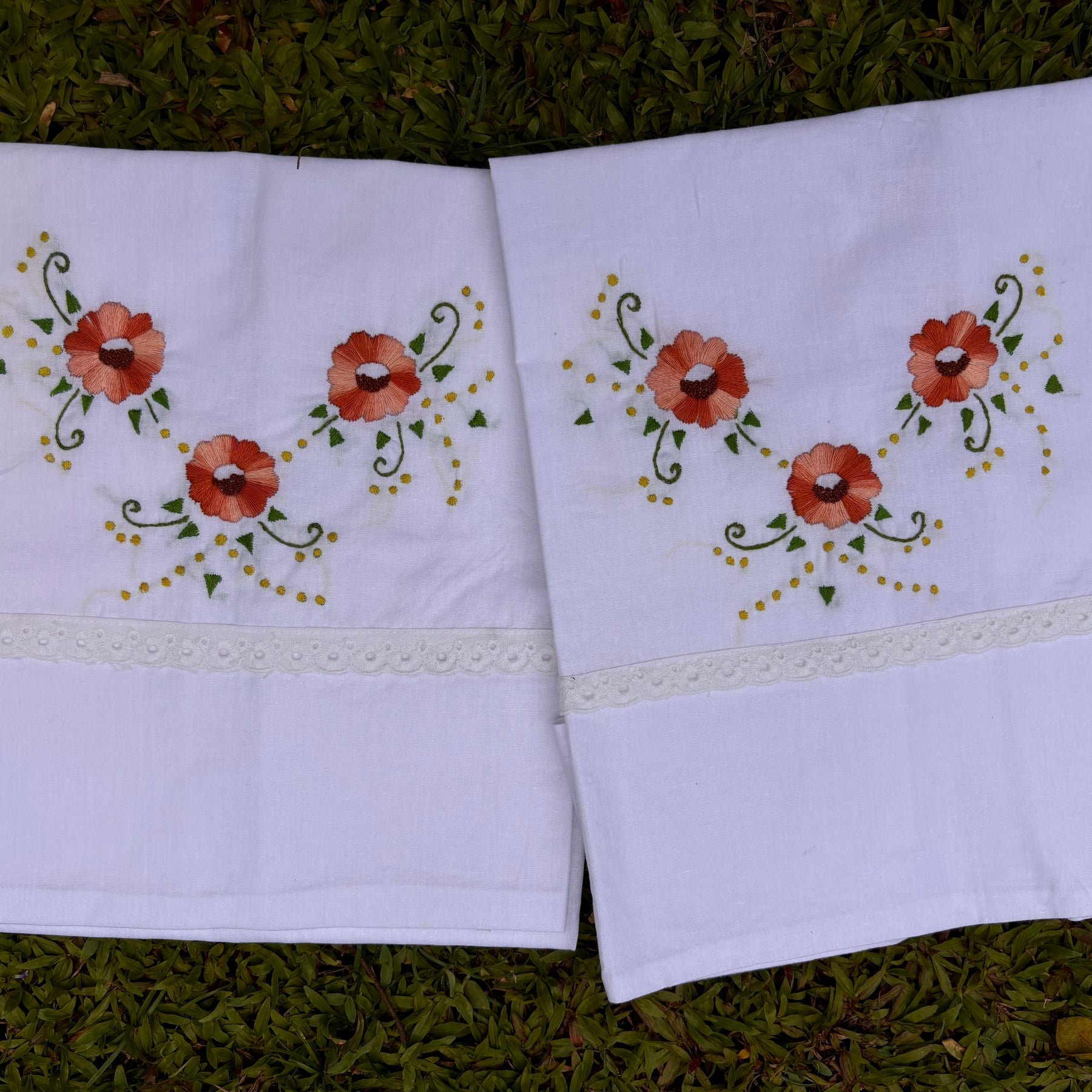 Set of 2 Hand embroidered pillows/ cushion covers