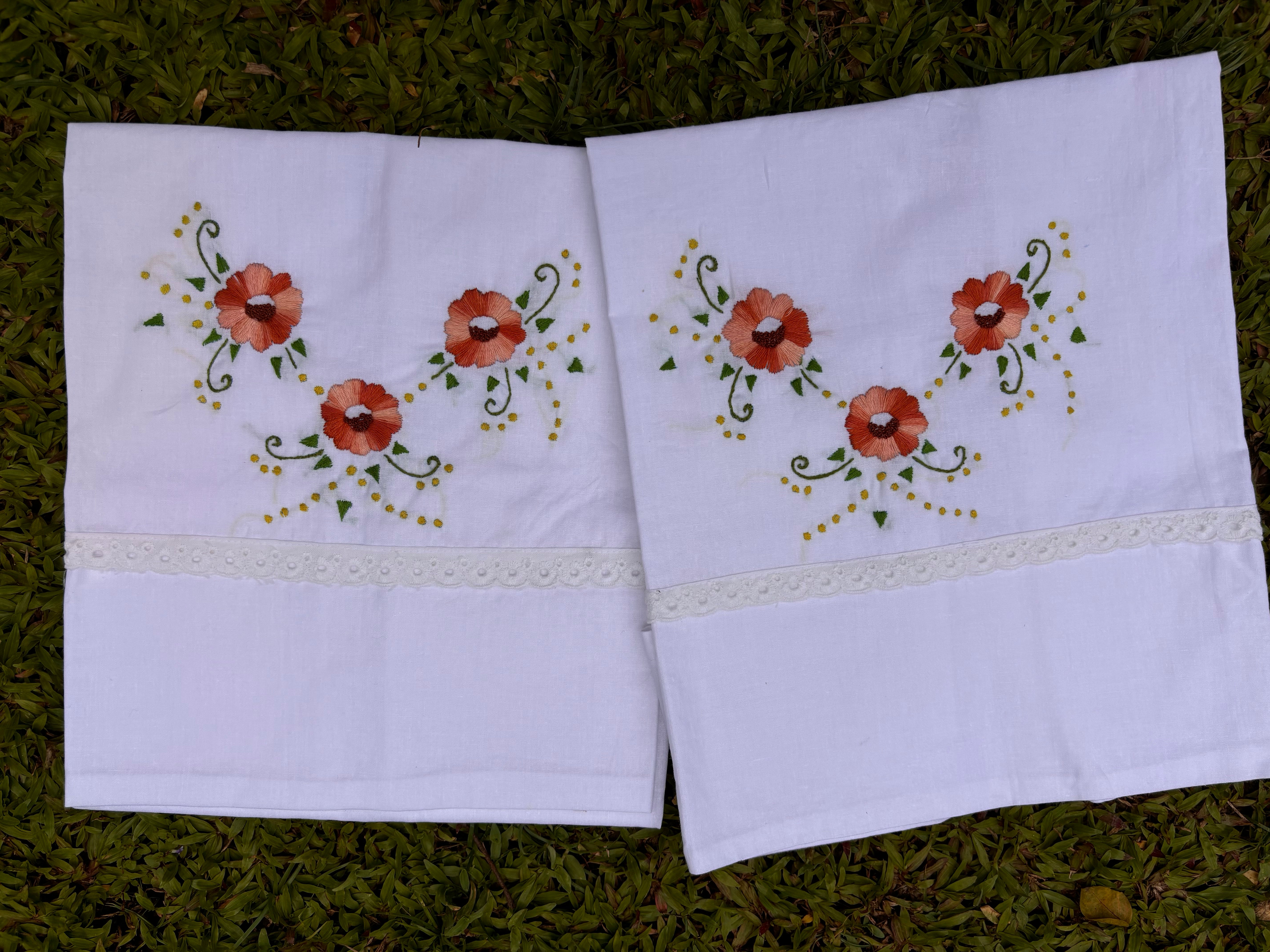 Set of 2 Hand embroidered pillows/ cushion covers