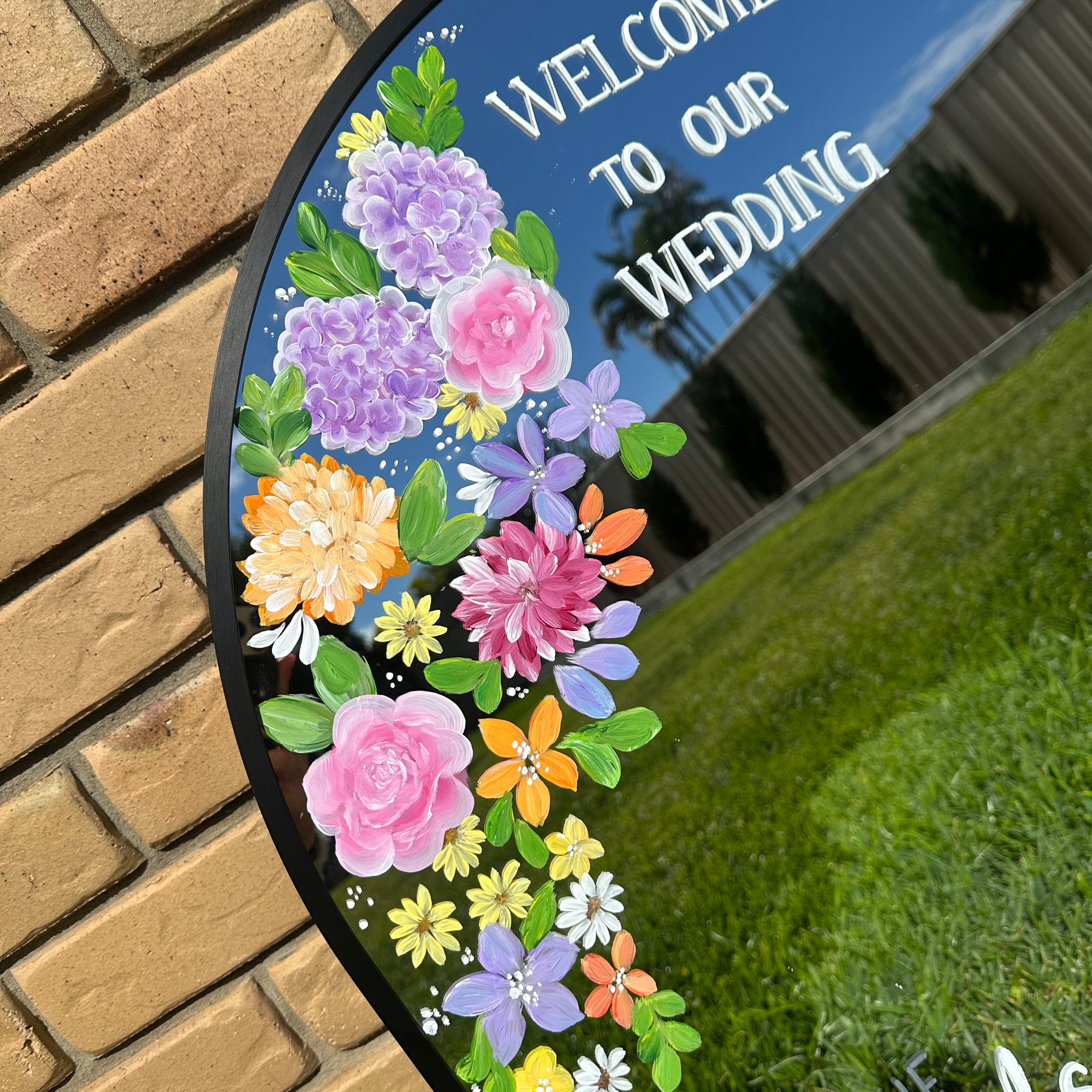 Hand Painted Arch Wedding Mirror | Custom Personalised Wedding Sign
