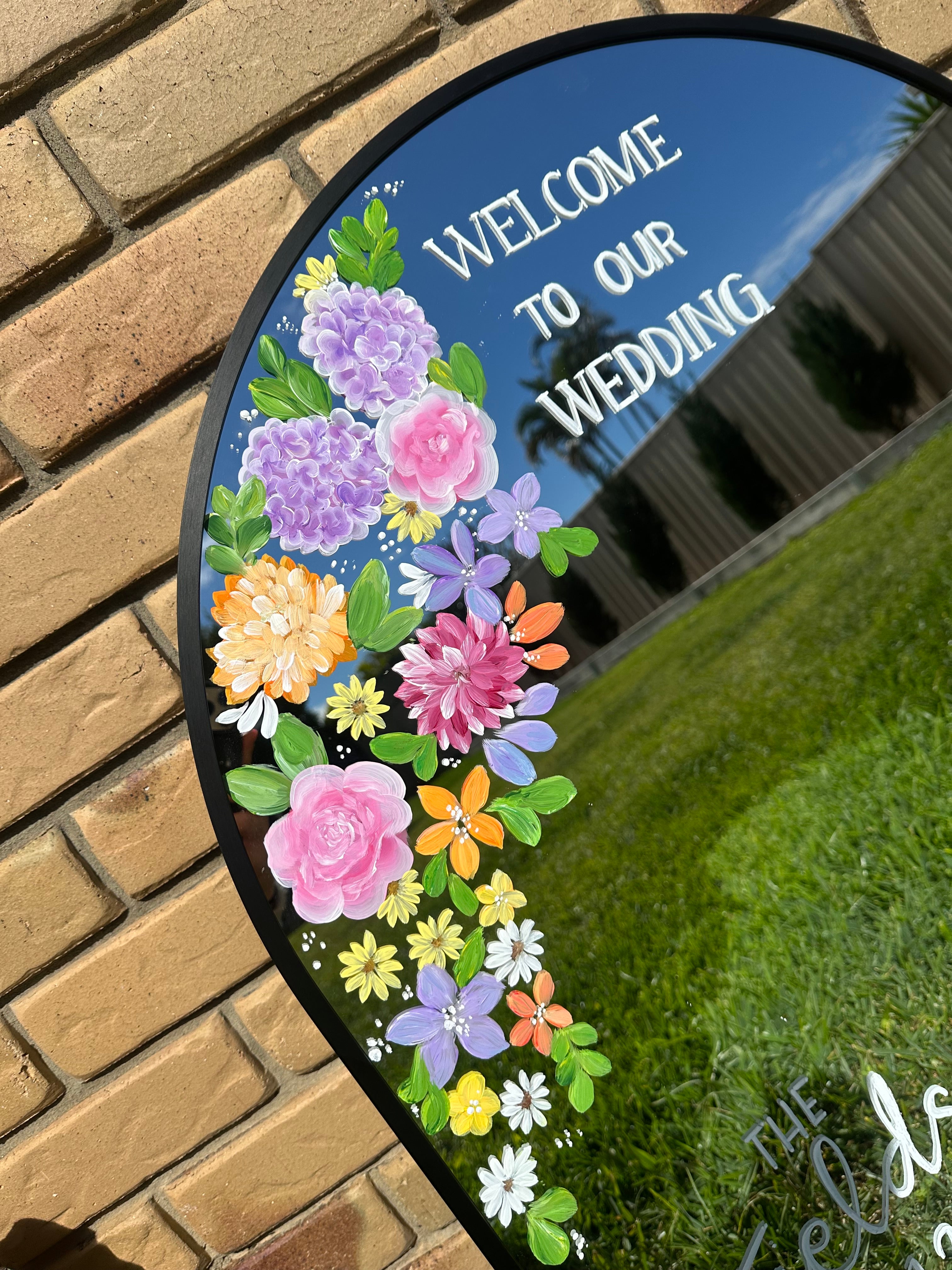 Hand Painted Arch Wedding Mirror | Custom Personalised Wedding Sign