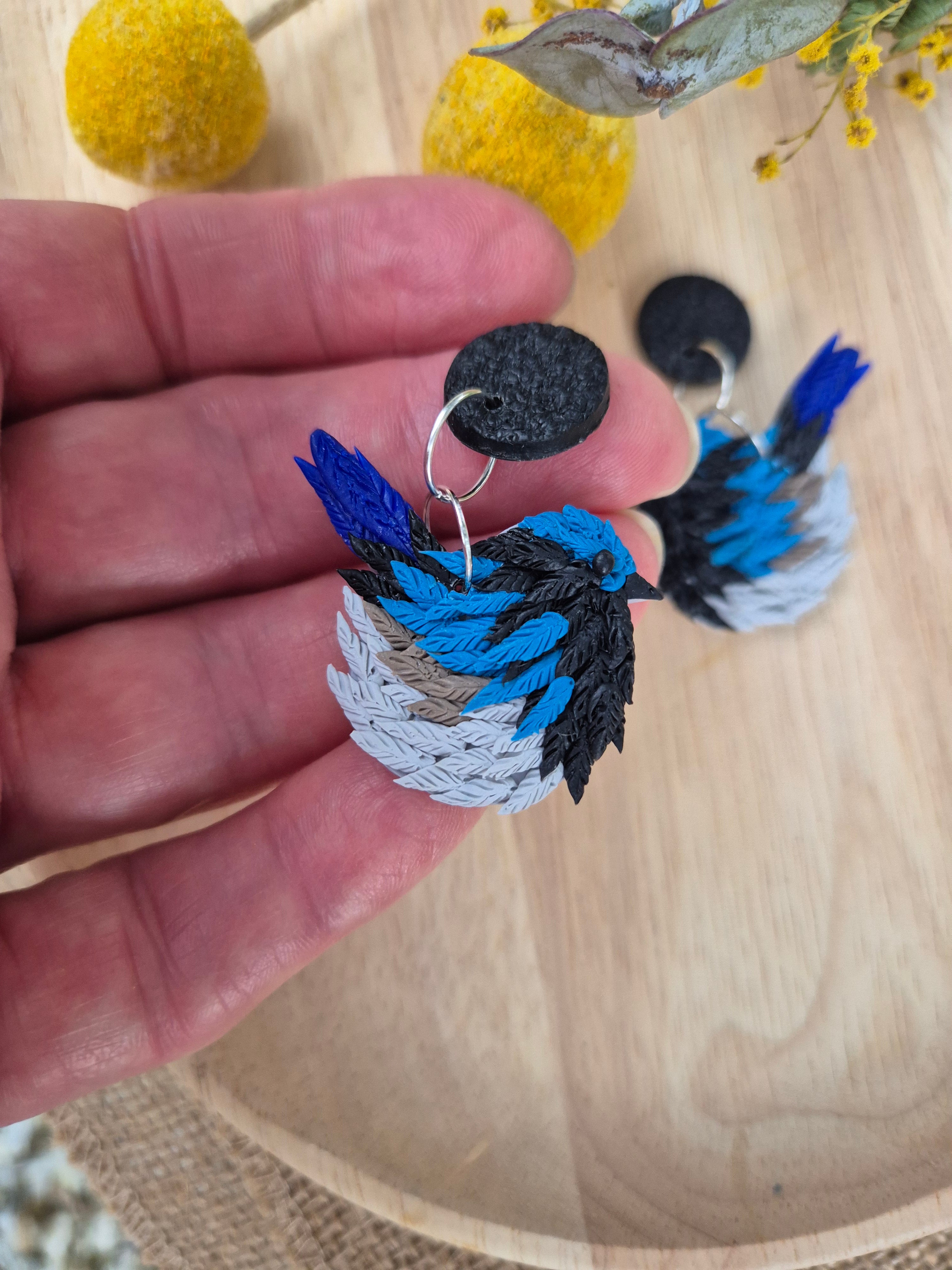 Billy Blue Wren Dangle Earrings (2 sizes available)
