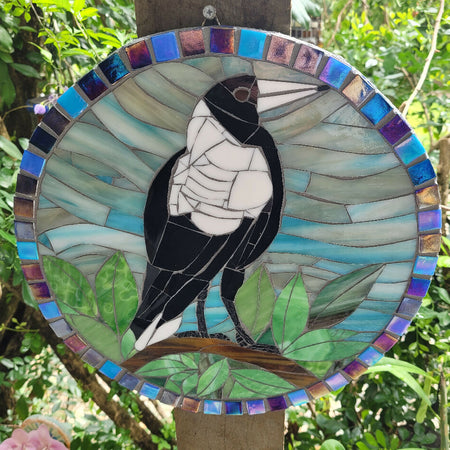 Marvelous Stained Glass Mosaic Magpie