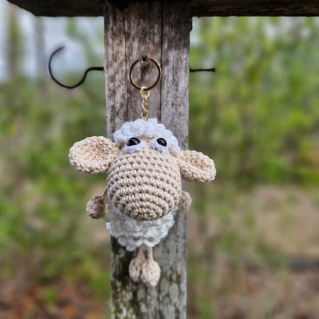 Super cute Hand-Crocheted Sheep Keychain!