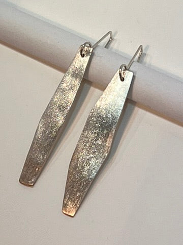 Matt finish, Pure Silver drop earrings.