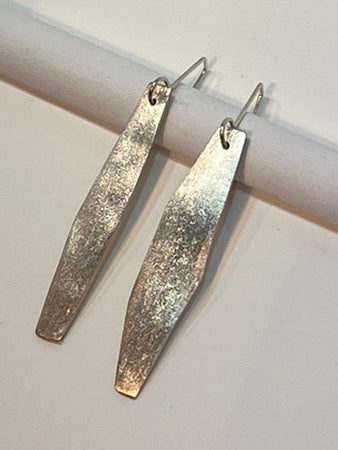 Matt finish, Pure Silver drop earrings.