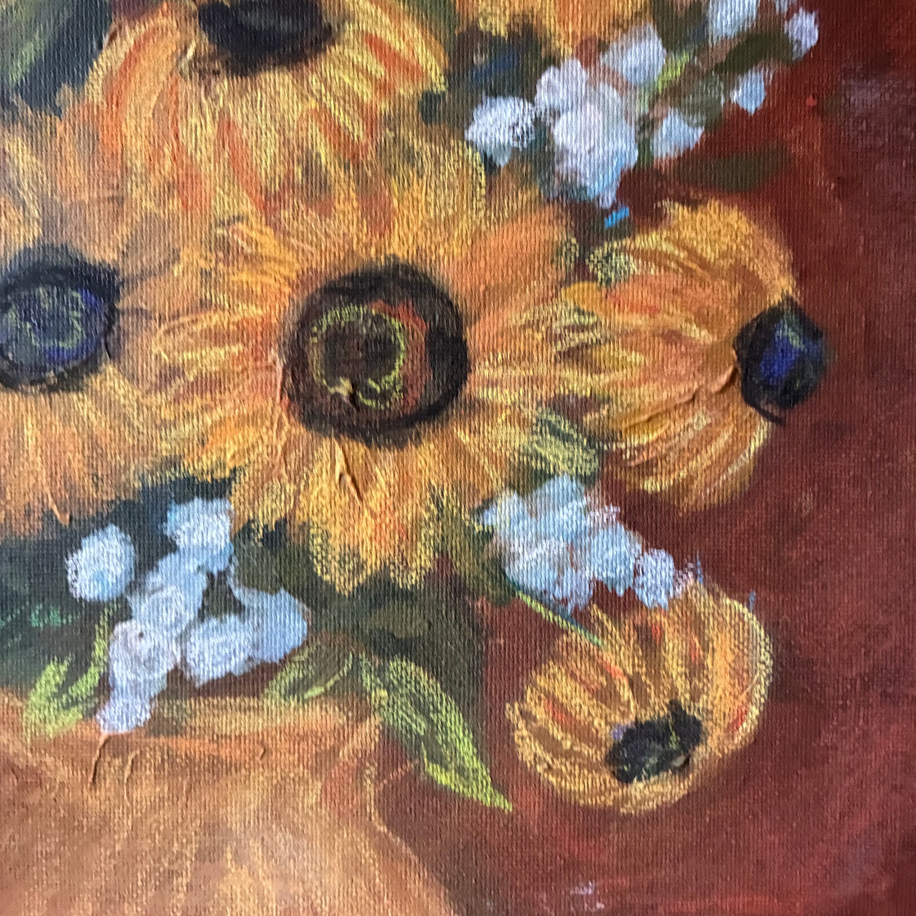 Original sunflower painting on canvas