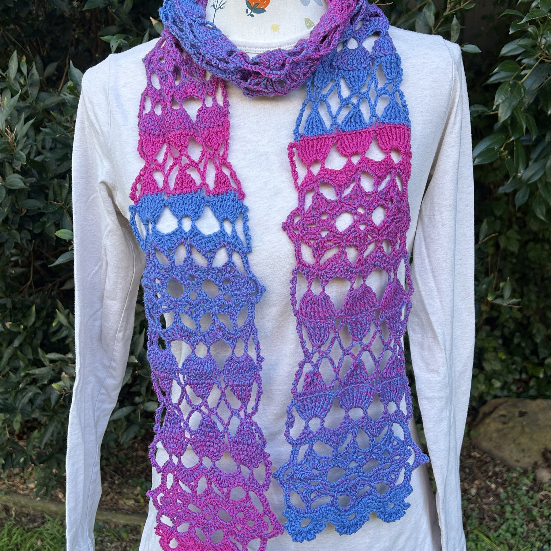 'Sunset' Crochet Lace Skinny Scarf