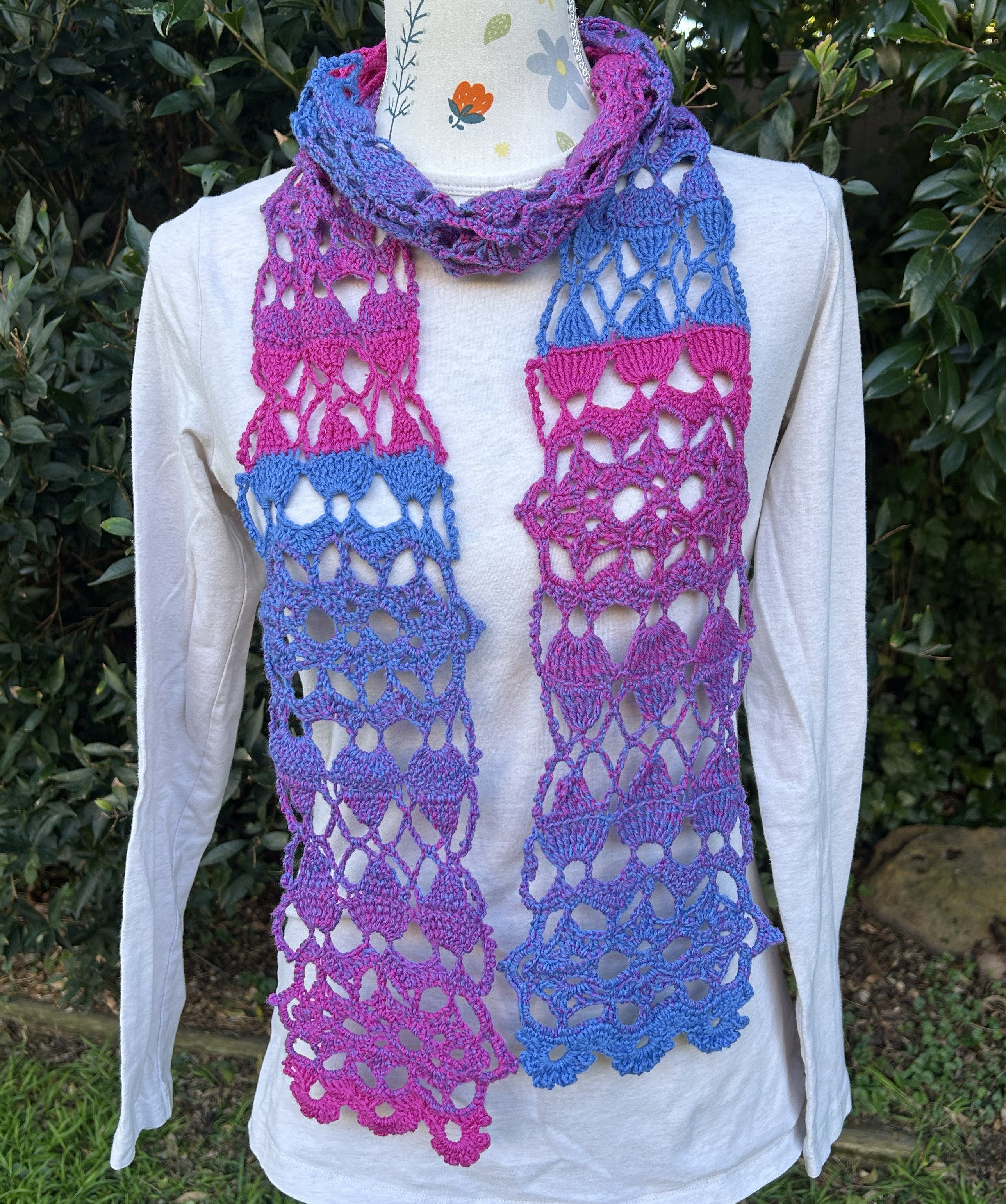 'Sunset' Crochet Lace Skinny Scarf