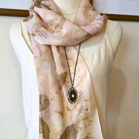 Cotton/Silk Blend - Botanical Print Scarf/Wrap - The Coral