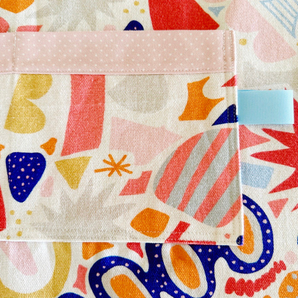 Arty Japanese style cross back kitchen apron. Crafting, gardening, no ties apron.