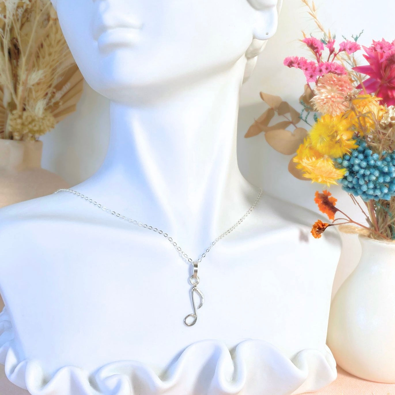 Quaver Note Pendant | Sterling silver | Chain necklace | Music-inspired jewellery