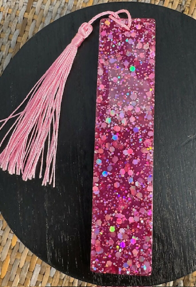 Resin bookmark pink glitter