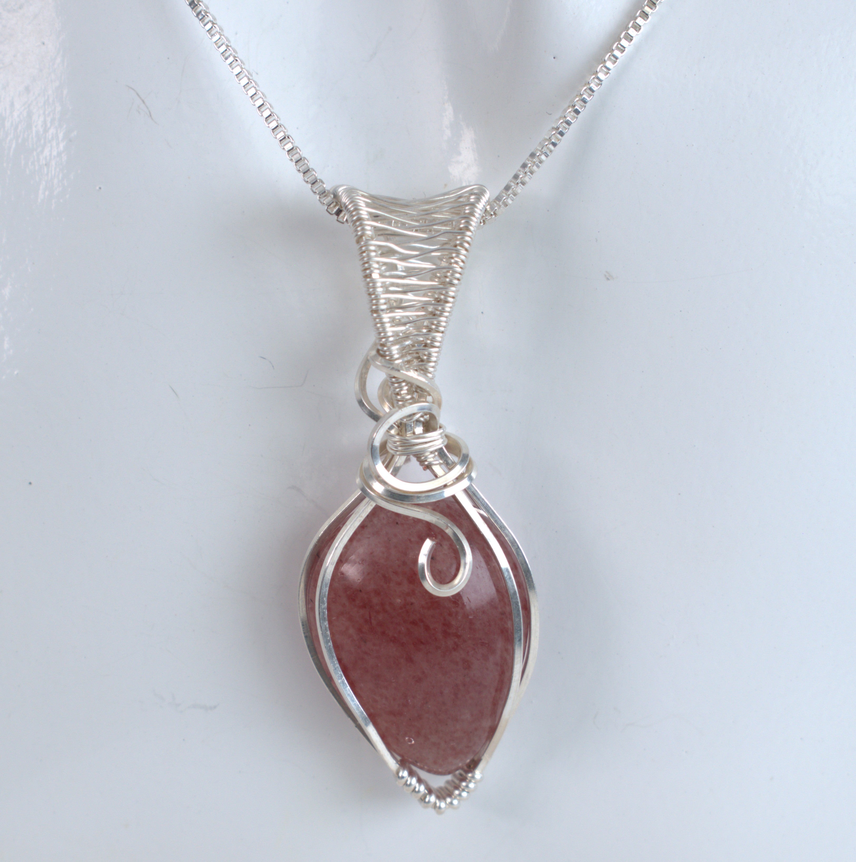 Summer Blush - Strawberry Quartz Silver-Filled Pendant