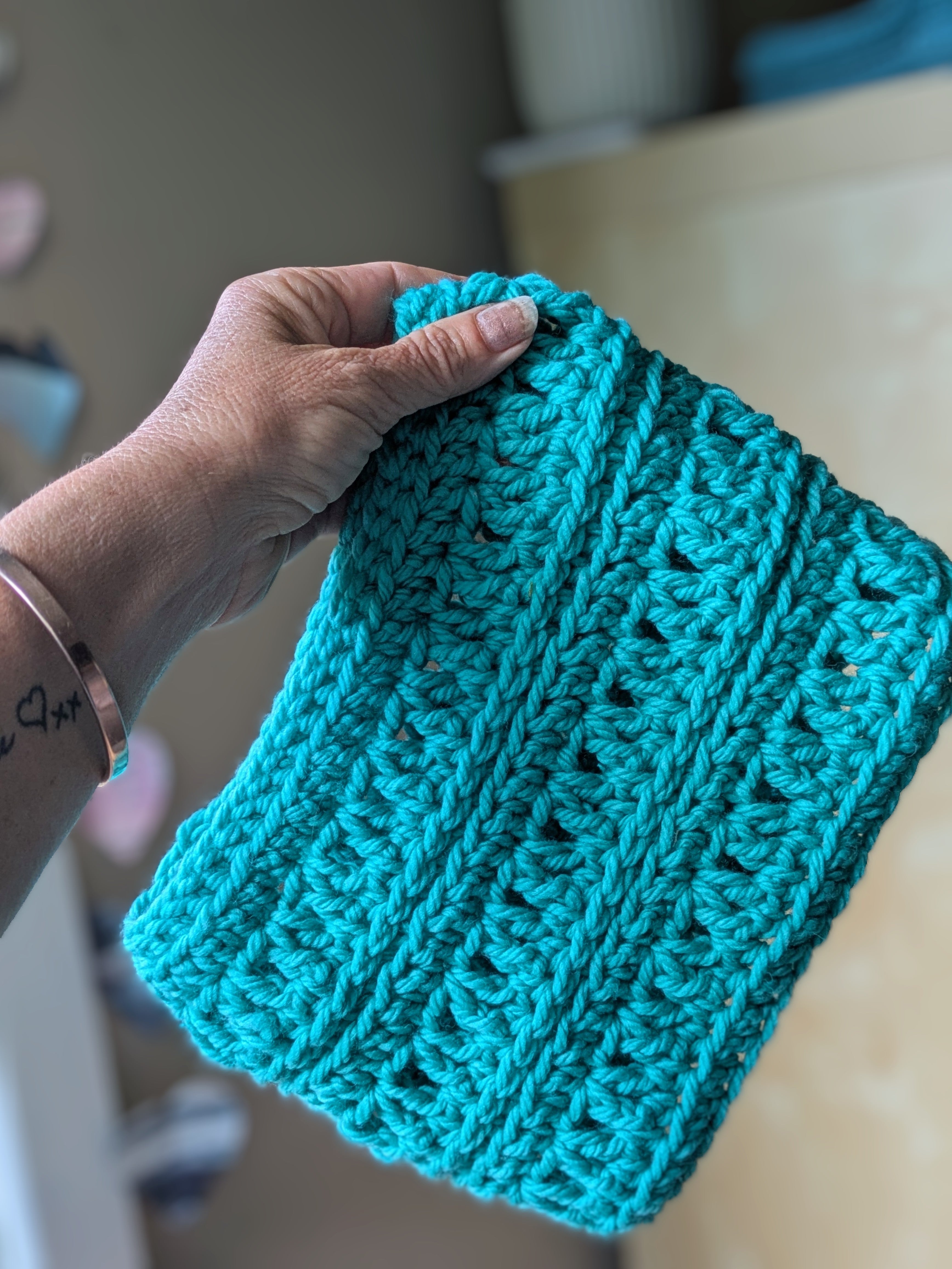 Handmade Crochet Cowl Neck Warmer Turquoise