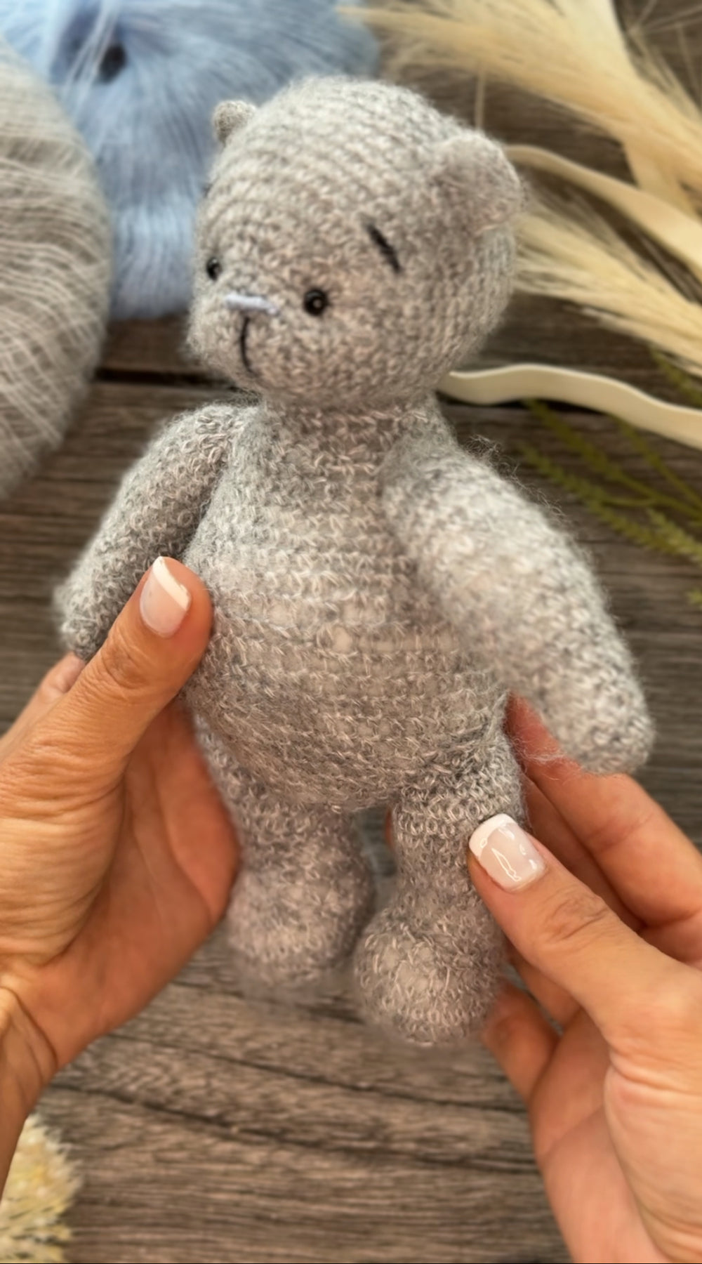 Crochet Teddy Bear in the Blue Bunny Suit Toy
