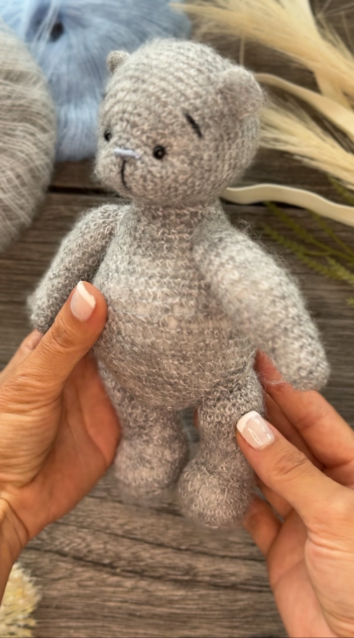 Crochet Teddy Bear in the Blue Bunny Suit Toy