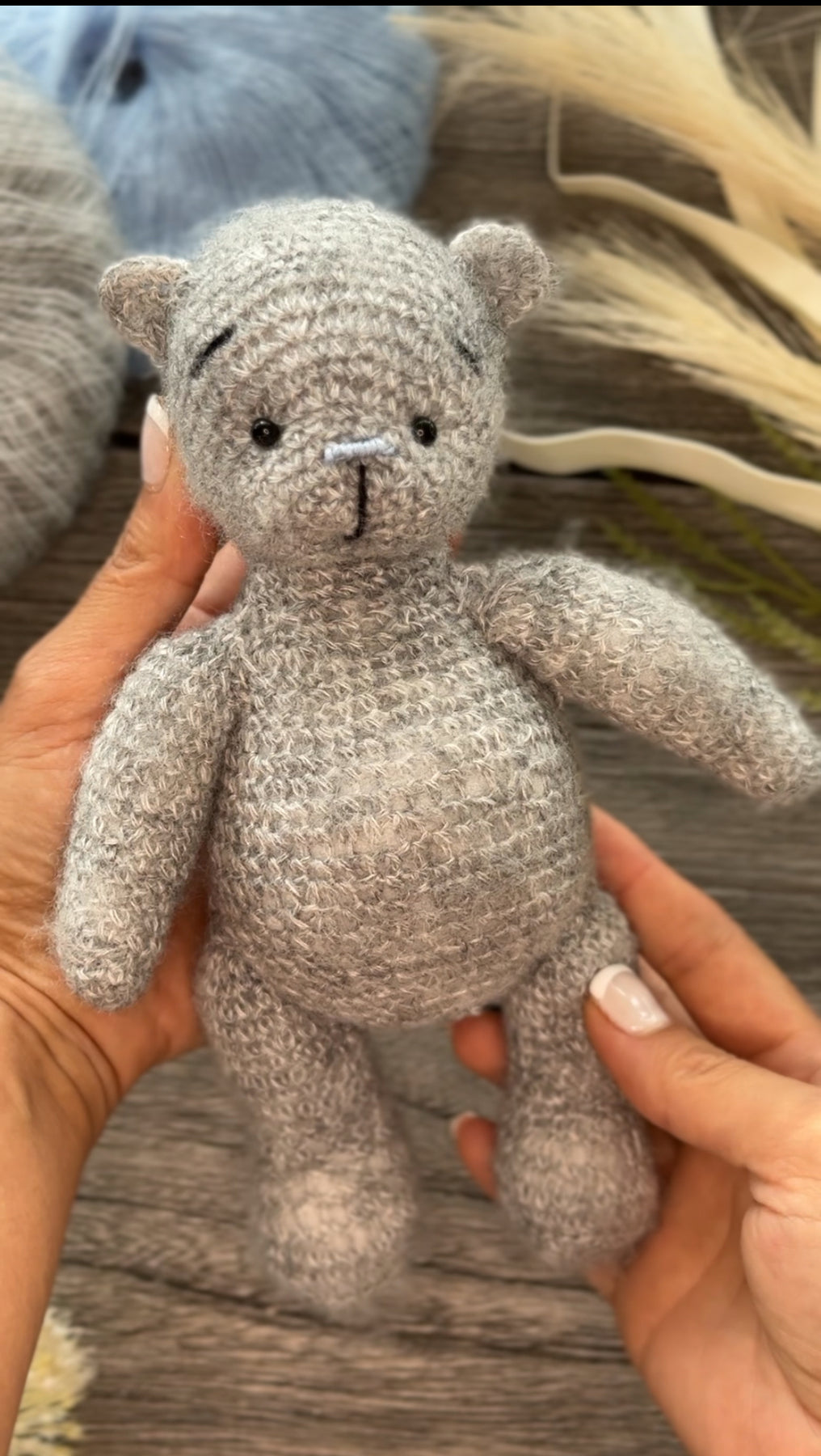 Crochet Teddy Bear in the Blue Bunny Suit Toy