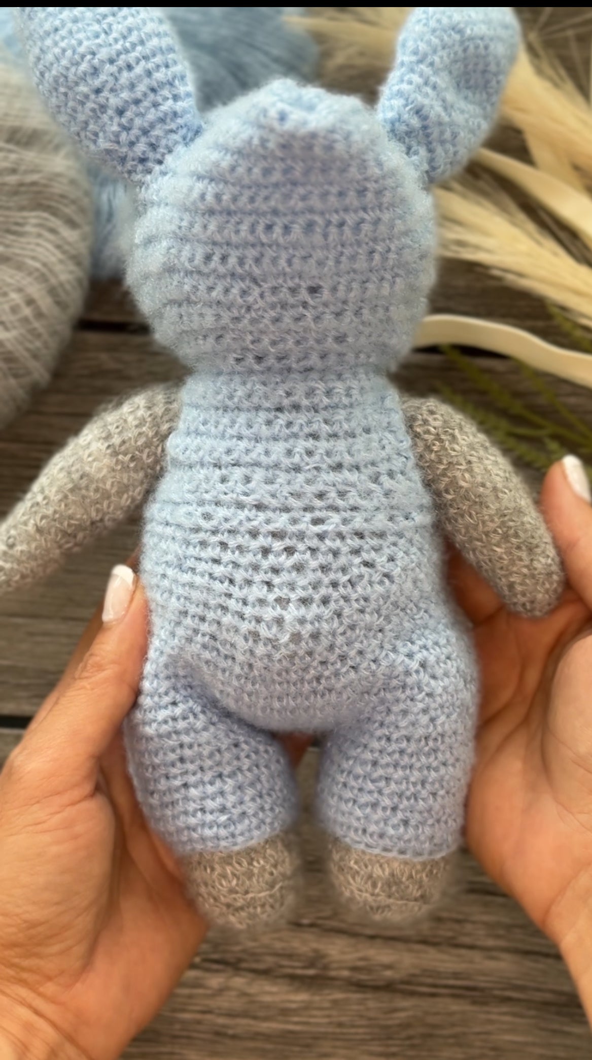 Crochet Teddy Bear in the Blue Bunny Suit Toy