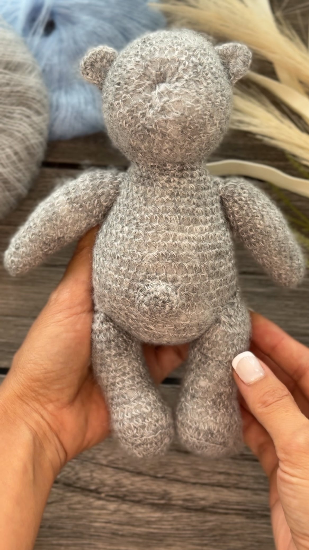 Crochet Teddy Bear in the Blue Bunny Suit Toy