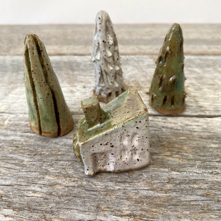 Rustic ceramic Tiny Cottage in the Forrest