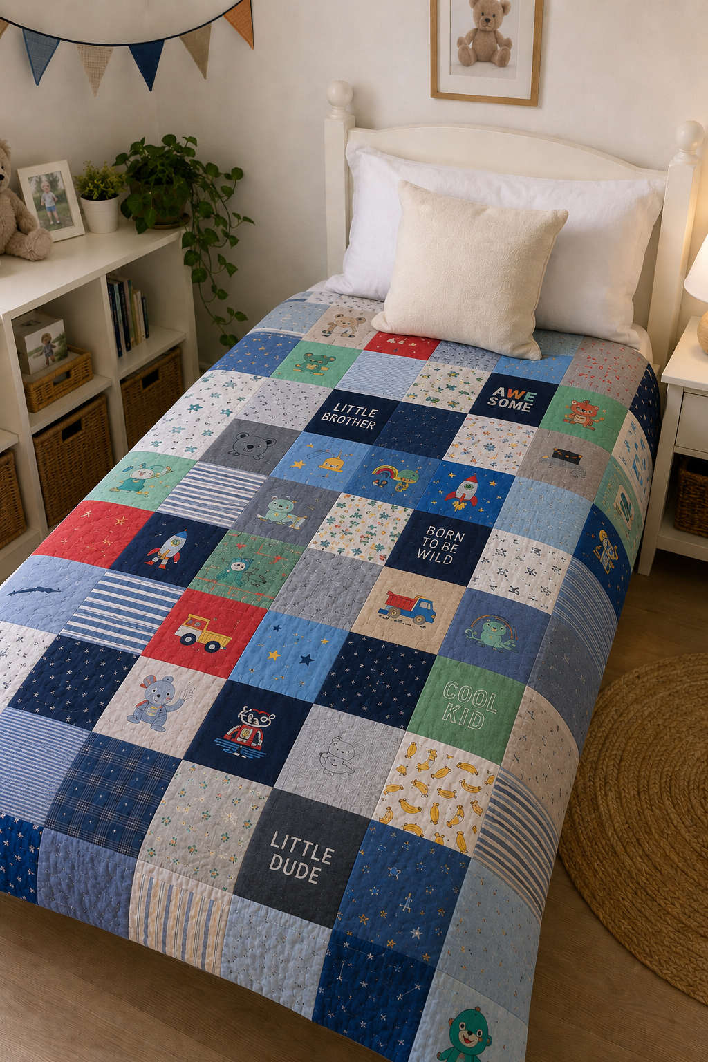 Custom Baby Clothes Memory Quilt – Personalised Keepsake Blanket - Single Bed Size