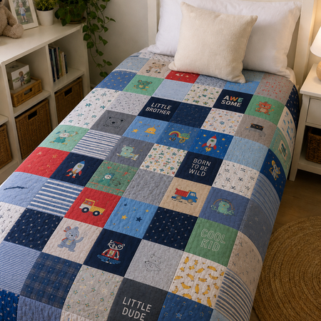 Custom Baby Clothes Memory Quilt – Personalised Keepsake Blanket - Single Bed Size