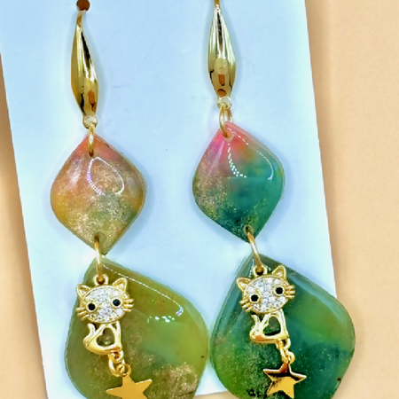 Cat & Star Charm Enchanted Earrings